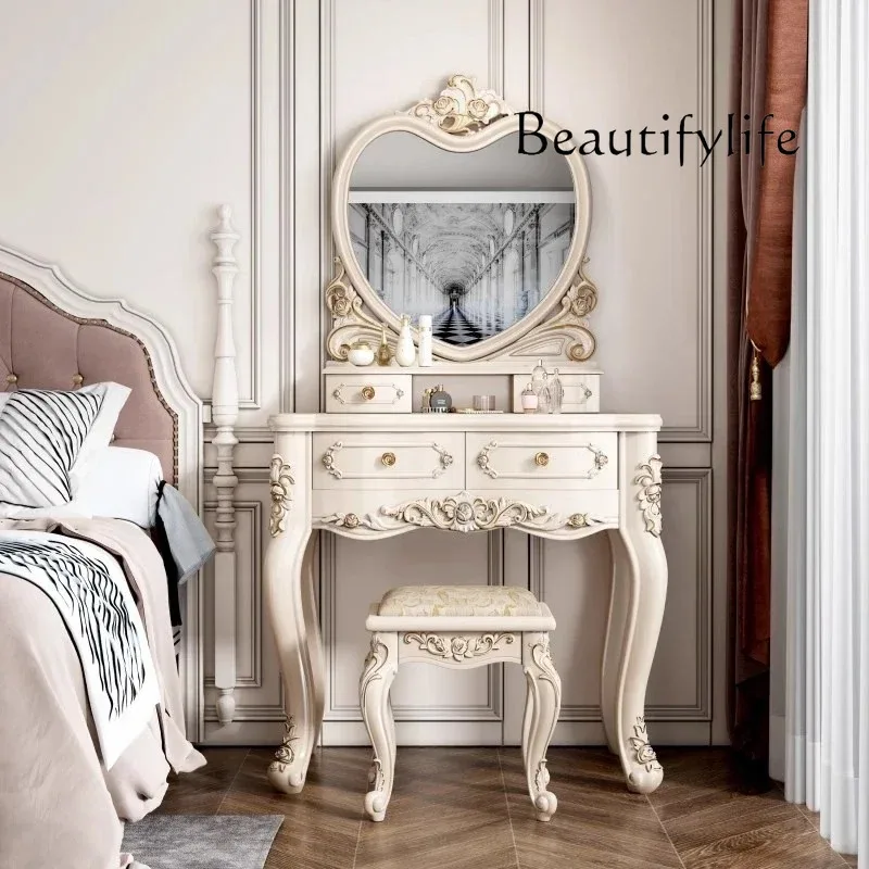 Beauty Makeup Table - L Make Up Wooden Vanity Table
