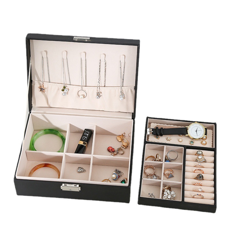 Beauty Makeup Box Set - PU Leather Jewelry Storage Organizer and