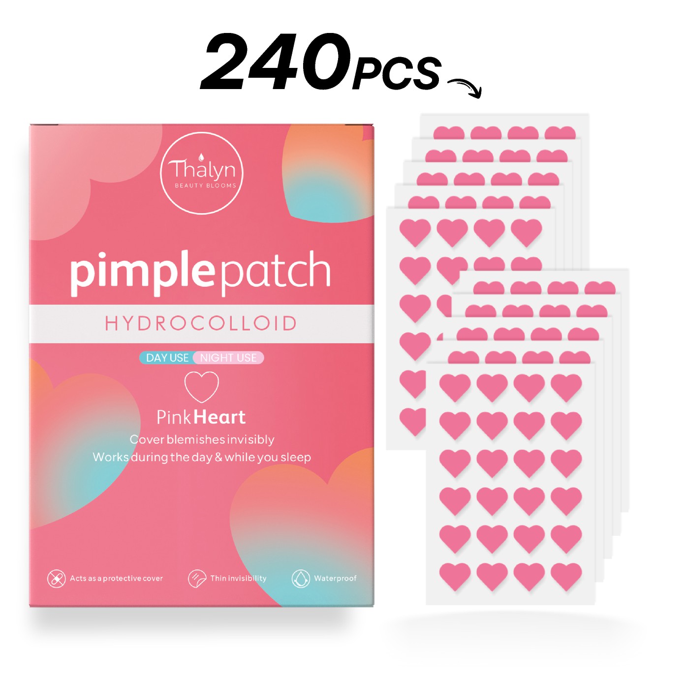Beauty Zone Makeup - 240PCS Pink Heart Pimple Patches Cute