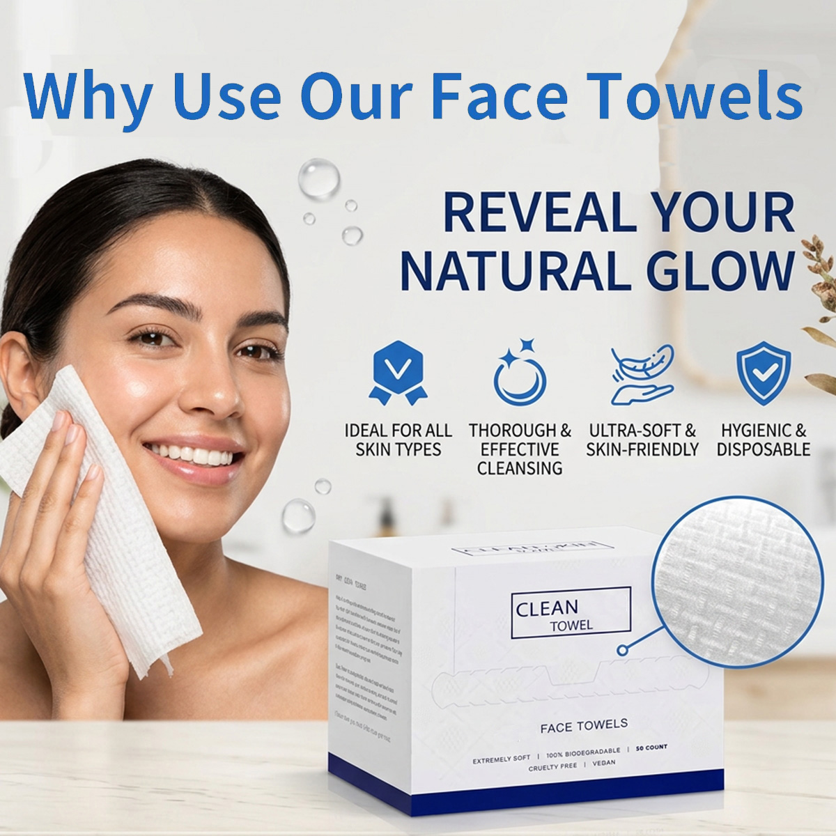 Beauty Makeup Organizer - 50Pcs/Box Disposable Face Towels Facial Cleansing