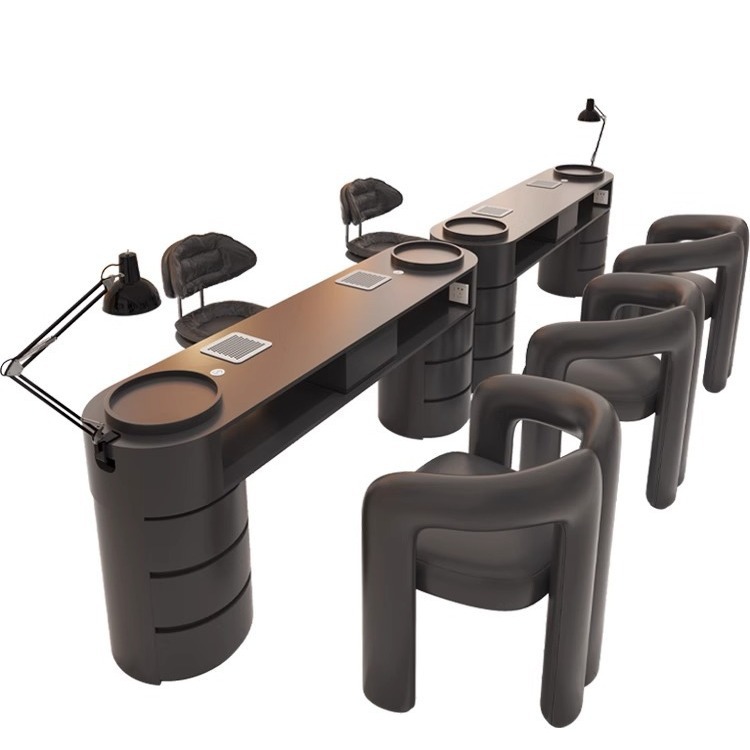 Beauty Makeup Table - Modern Minimalist Makeup Table Black Double