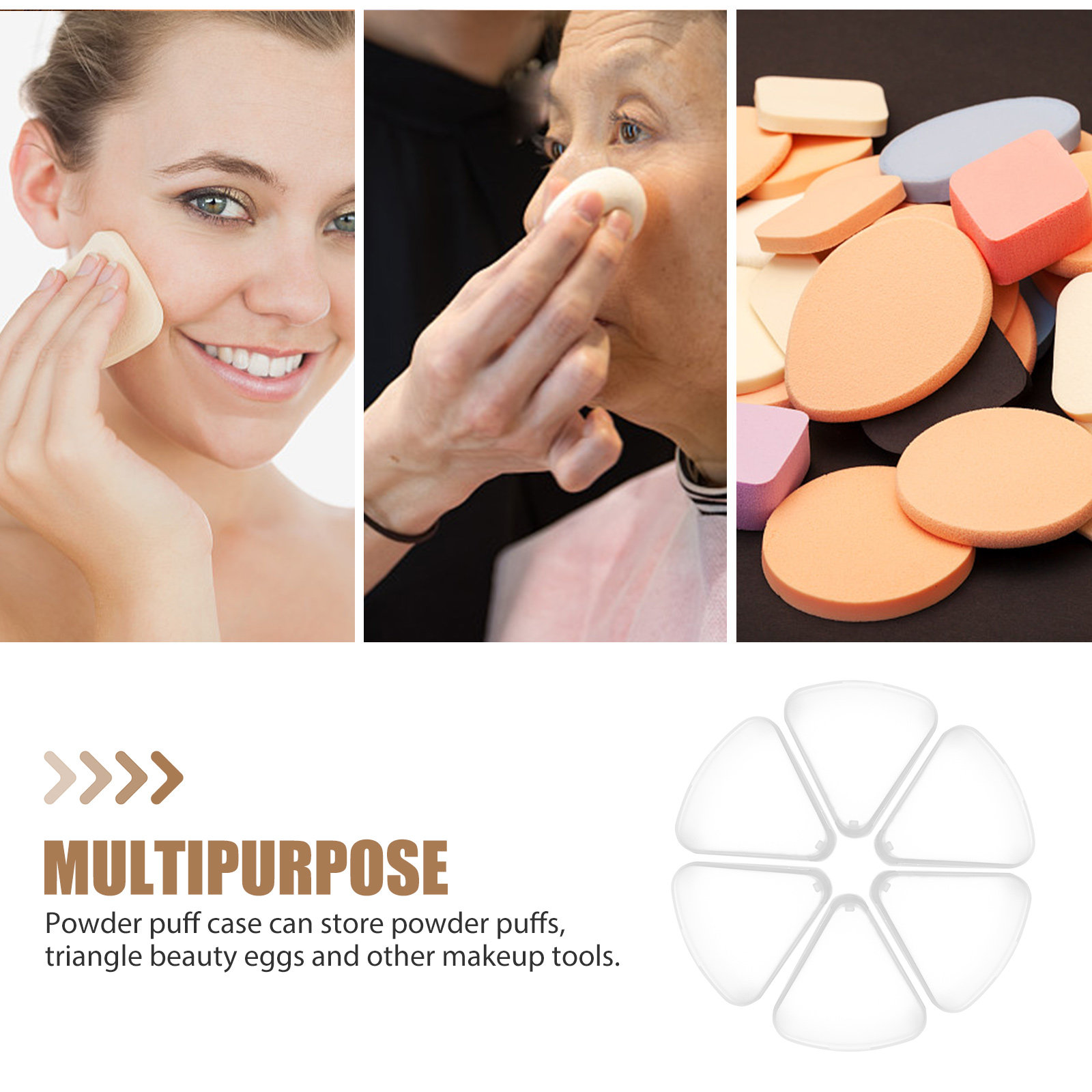 6Pcs Triangle Powder Puff Case - đánh giá và giá Beauty Makeup Organizer