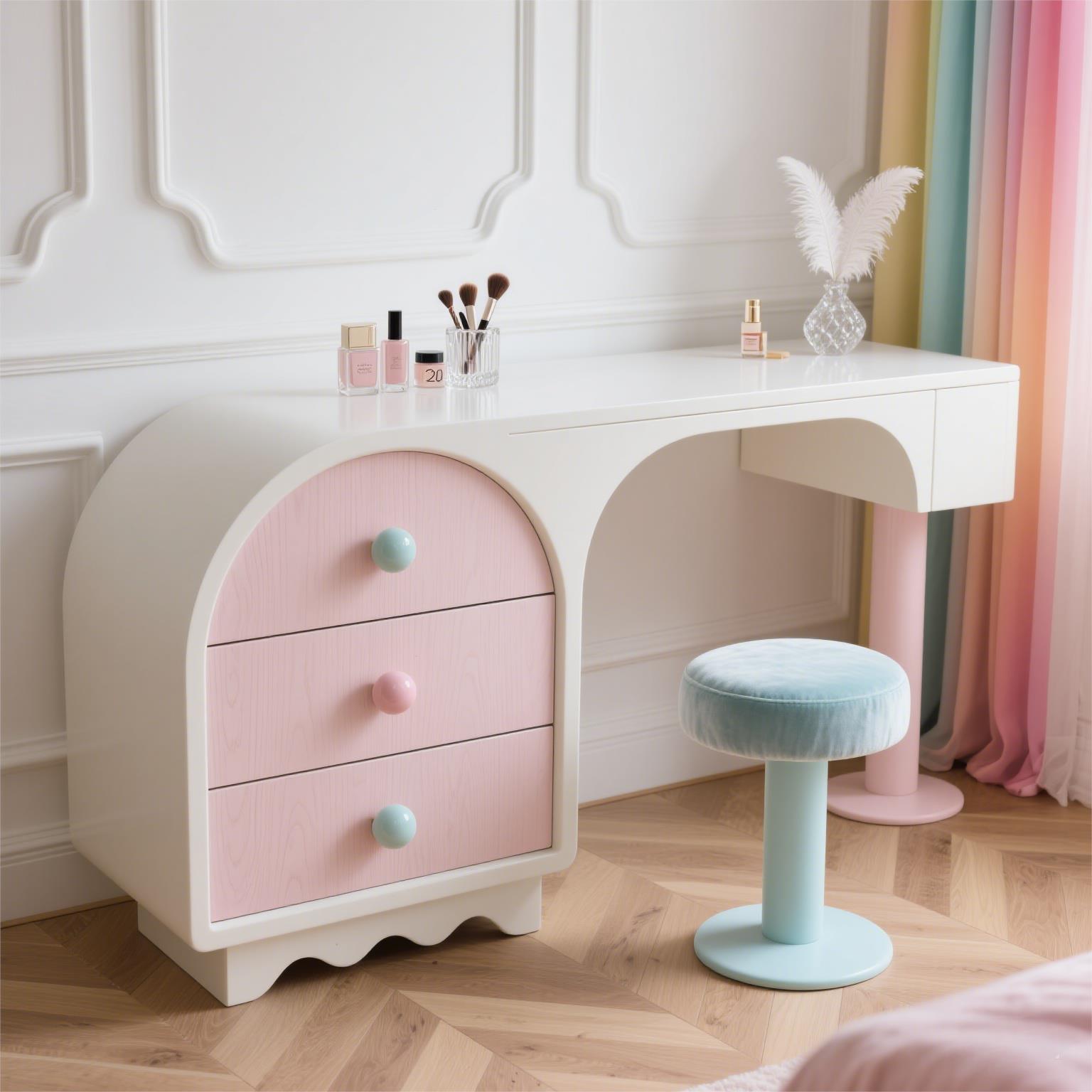 Pink Desgin Vanity Table Women - đánh giá và giá Beauty Makeup Table