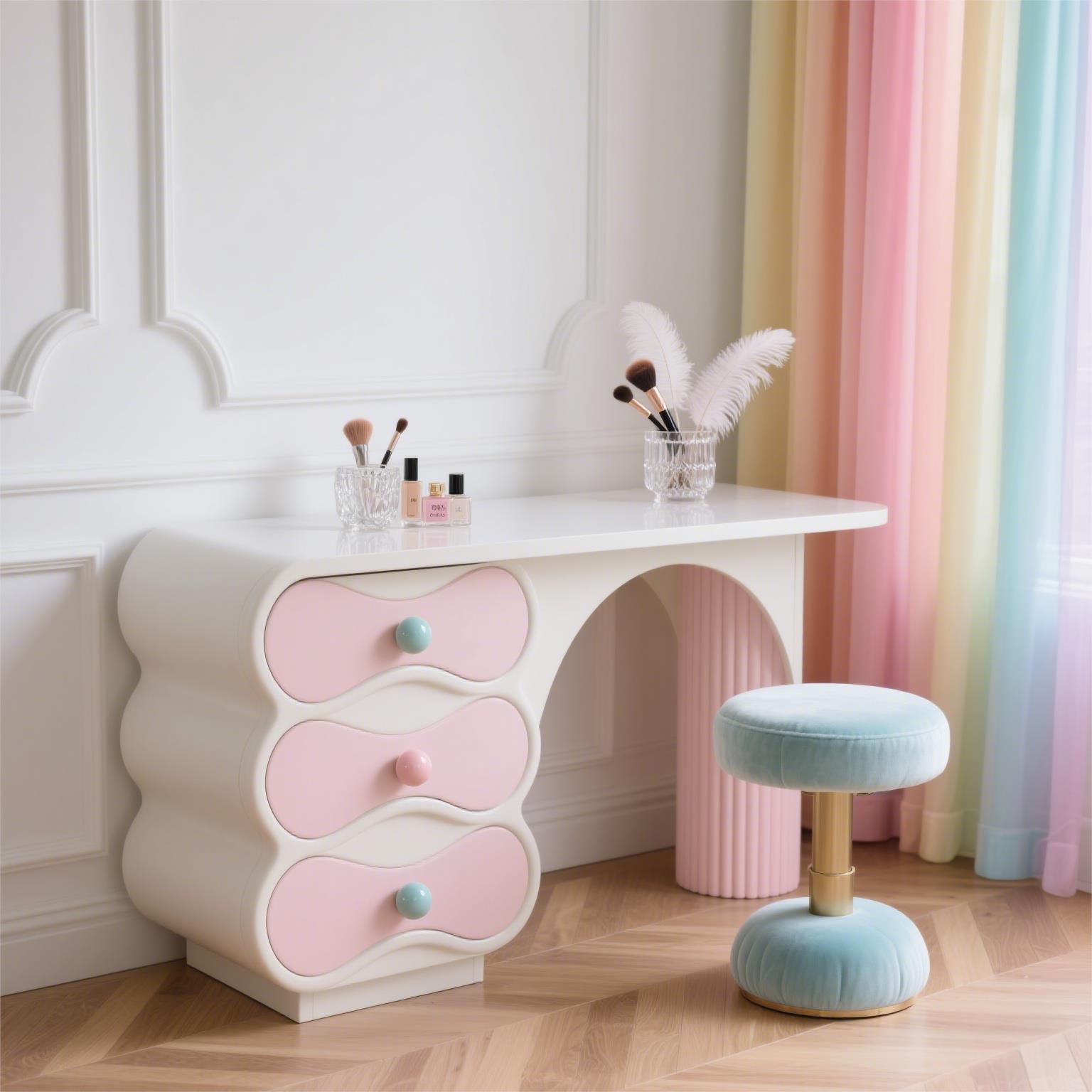 Pink Desgin Vanity Table Women - đánh giá và giá Beauty Makeup Table