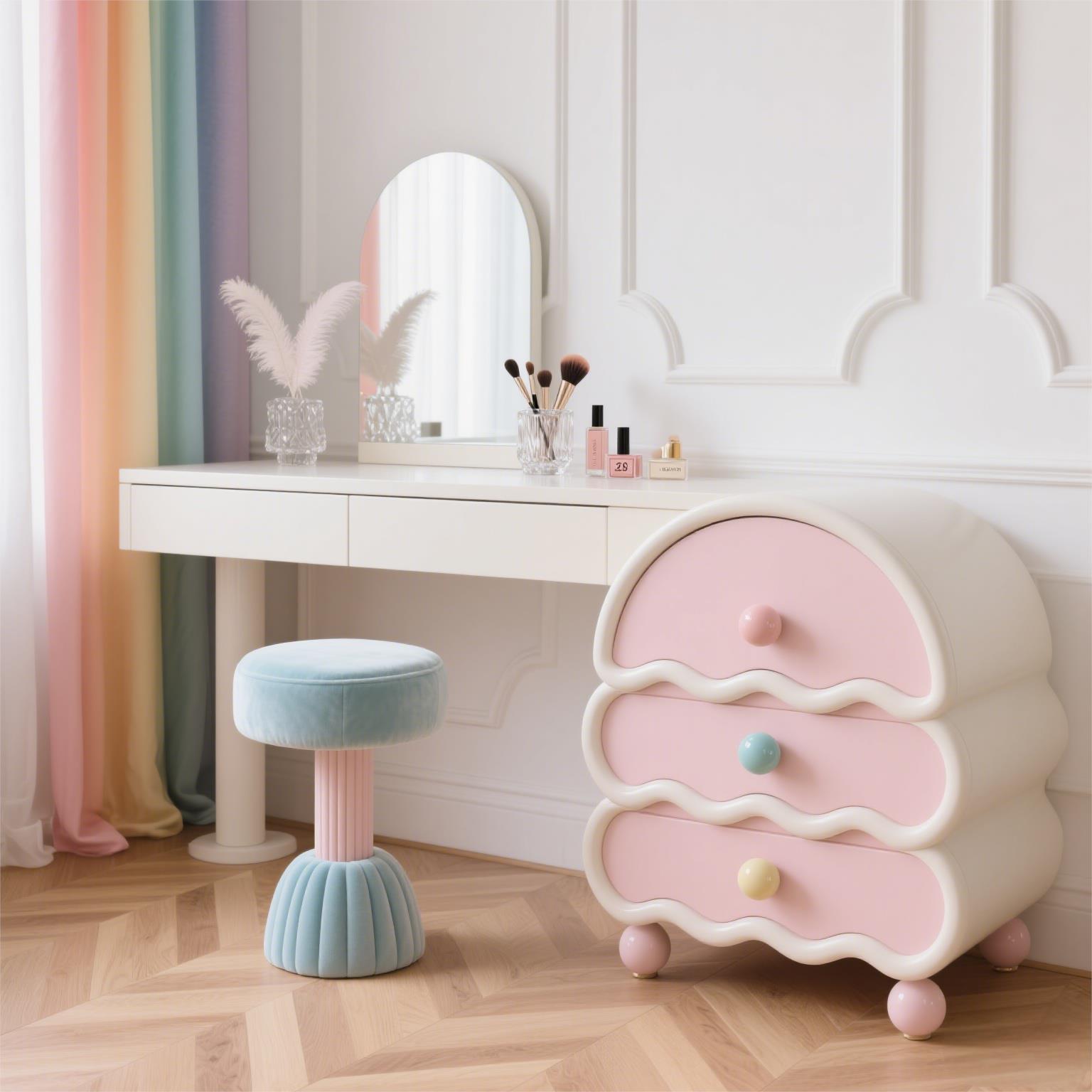 Pink Desgin Vanity Table Women - đánh giá và giá Beauty Makeup Table